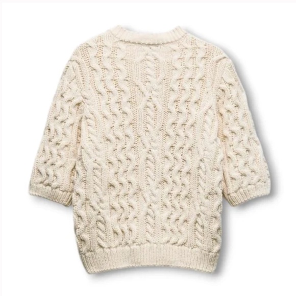 Zara Cream Cable Knit Cardigan - Picture 7 of 8